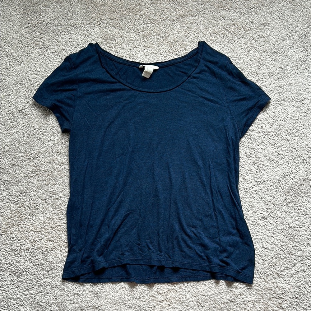 H&M Blue Relaxed Short Sleeve T-Shirt